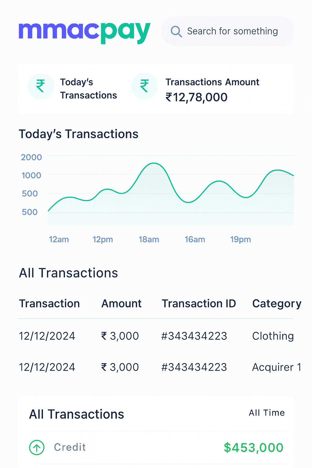MPay mobile dashboard