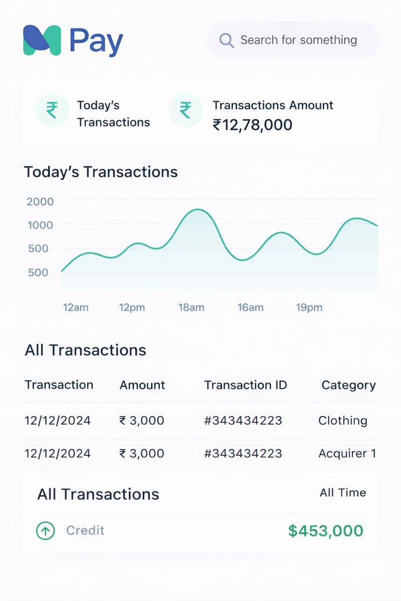 MPay mobile dashboard